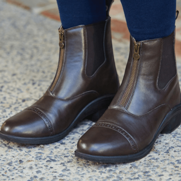 Altitude Zip Paddock Boots brown details