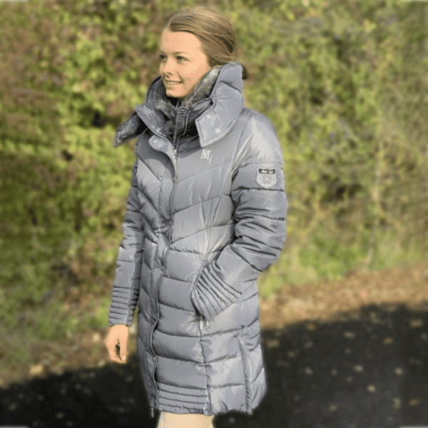 Mark Todd Ladies Deluxe Long Padded Coat Silver Grey