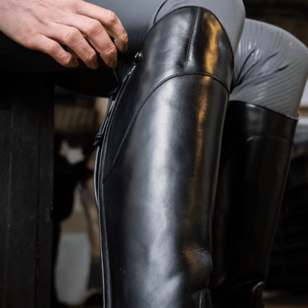 Avebury Riding Boots - Wide Calf-Black-Closeup