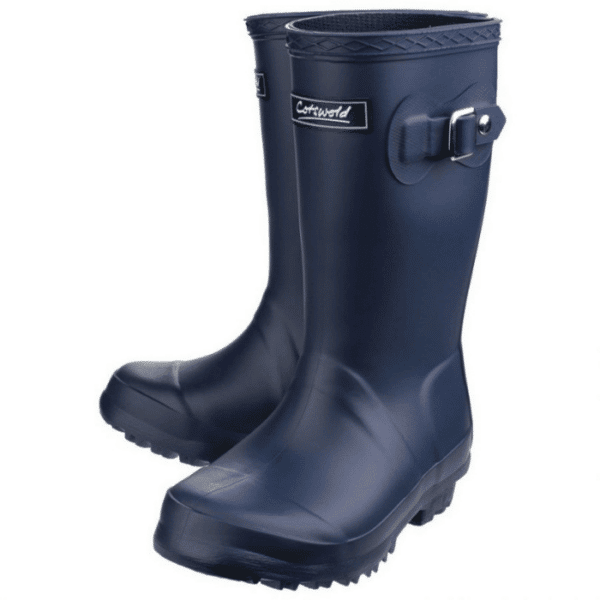 cotswold buckingham kids wellingtons navy side