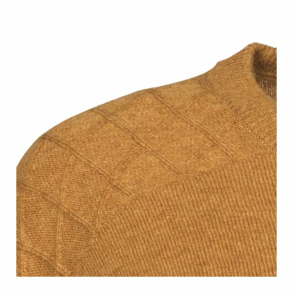 dubarry blackwater lambswool vn in mustard shoulder detail