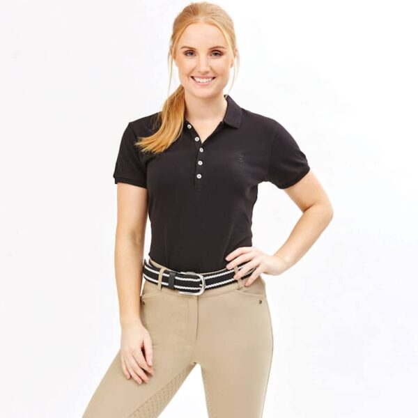 dublin lily cap sleeve polo black lf front 6