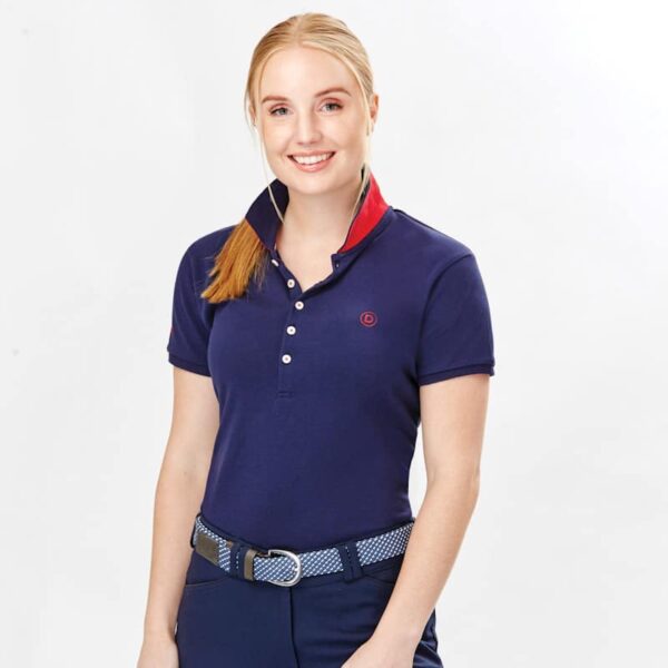 dublin lily cap sleeve polo navy lf front 6