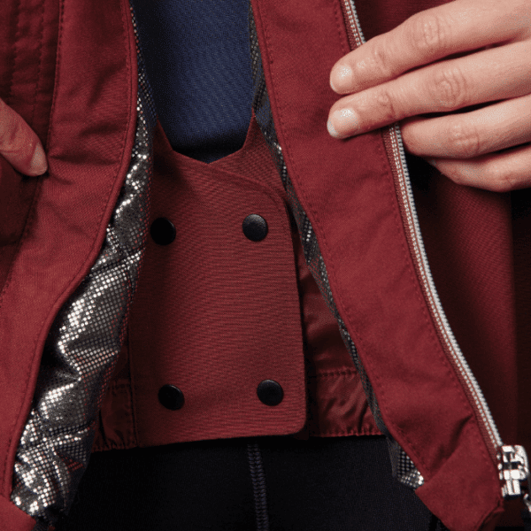 weatherbeeta tania waterproof jacket burgundy zip open